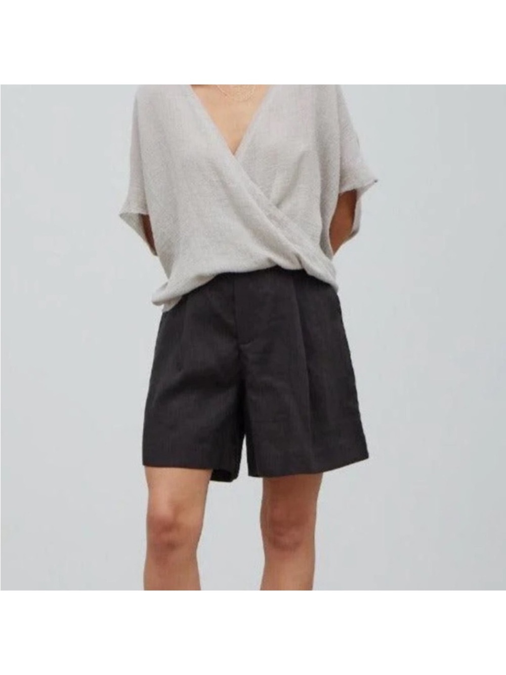 Grade & Gather Summer Shorts Black Shadow 100% Linen
